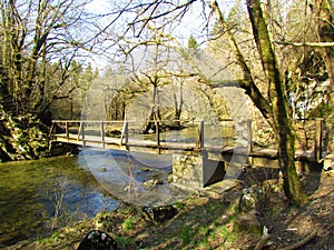 Wooden bridge above Rak creek in Rakov Skocjan