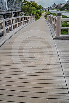 Wooden Bridge Along The Kamo River Kyoto Japan 2015