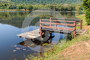 Wooden bridge along the lake