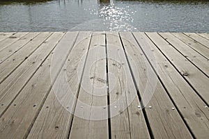 Wooden bridge along the river