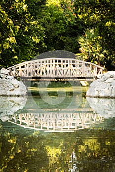 Wooden bridge in the Athens National Garden ,Greece