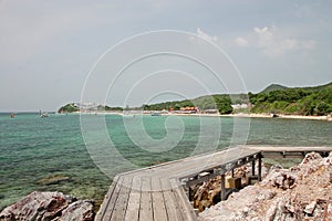 Wooden bridge on the beach