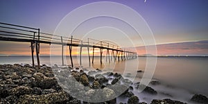 Wooden bridge on beach