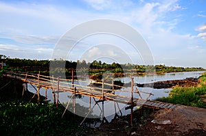 Wooden bridge in Ben Tre province, Mekong delta photo