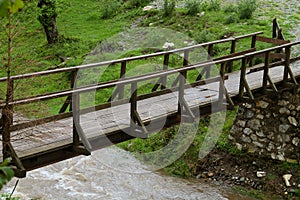 Wooden bridge in Bran, Romania.