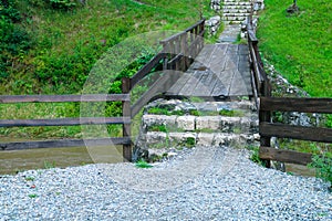 Wooden bridge in Bran, Romania.