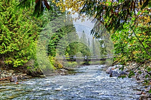 Wooden bridge at Cayoosh Creek, Duffey Lake Road, British Columbia, Sea to Sky Highway, Canada