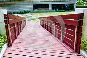 Wooden bridge corridor