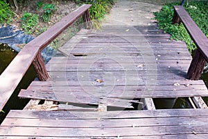 Wooden bridge damaged by termite background