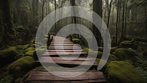 wooden bridge in the forest A beautiful rain forest on Ang Ka Nature Trail Park,