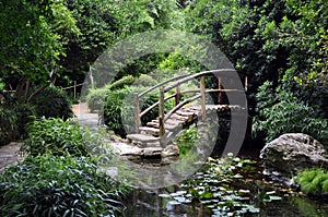 Wooden Bridge in a Garden