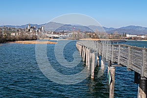 Wooden bridge from Hurden to Rapperswil