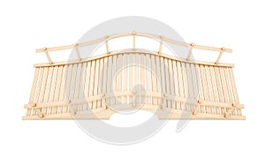 Wooden bridge isolated on white background. Top view. 3D rendering illustration.