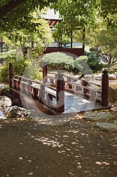 Wooden Bridge at Japanese Garden, summer