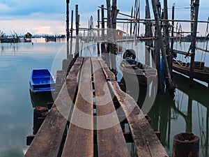 wooden bridge for local fishing boat docking