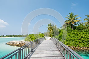 Wooden bridge at Maldives