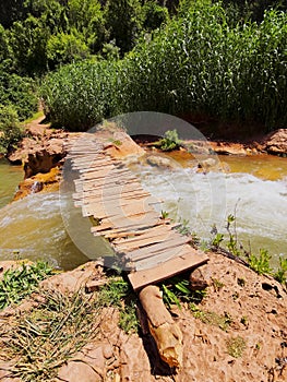 Wooden Bridge on Ouzoud River, Morocco