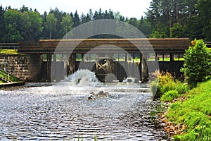 Wooden bridge over a canal Augustow