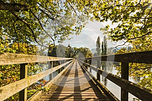 Wooden bridge over the Rhine River