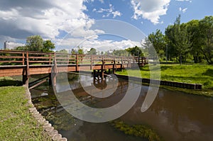 Wooden bridge over the river