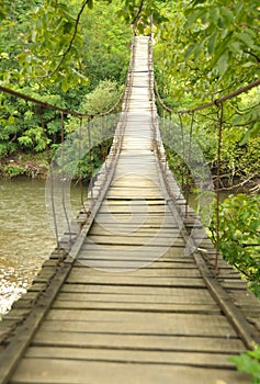 Wooden bridge over a river