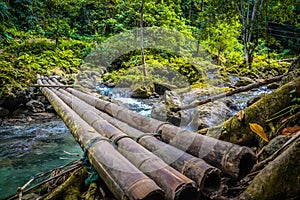 Wooden bridge over the river