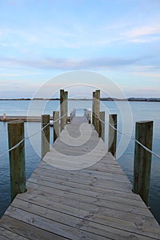 Wooden bridge overlooking out to the sea