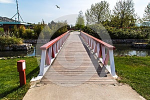Wooden Bridge on River