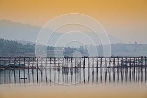 The wooden bridge in Sangklaburi, Kanchanaburi.