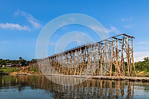 Wooden bridge is the second longest in the world in thailand