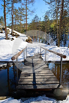 Wooden Bridge in the Snow