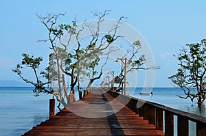 Wooden bridge spanning the sea