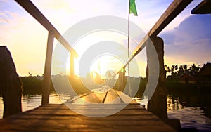 Wooden Bridge In Sunrise in Mangroove