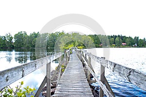 Wooden bridge in the Swedish wilderness
