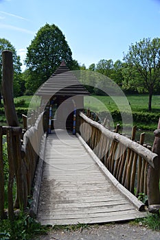 wooden bridge to playground tower in Heilbachsee