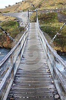 Wooden bridge in Torres del Paine National Park