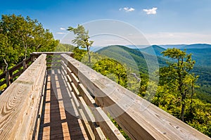 Wooden bridge and view of the Appalachian Mountains from Big Sch