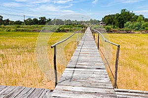 Wooden bridge walkway along