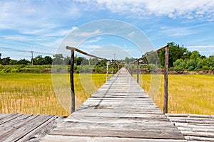 Wooden bridge walkway along