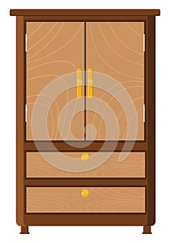 Wooden brown cupboard, icon