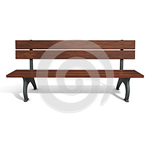 Wooden brown park bench.