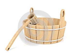 Wooden bucket and dipper