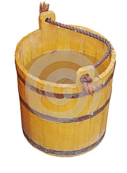 Wooden bucket isolated on white