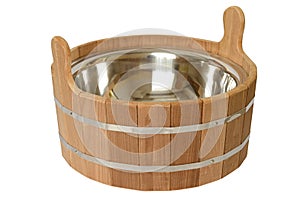 Wooden bucket with metal interior