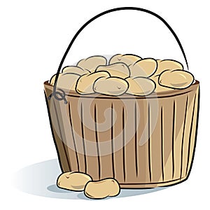 Wooden bucket potatoes