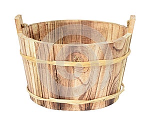 Wooden bucket on a white background