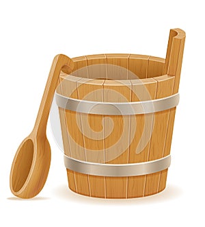 Wooden bucket with wood texture old retro vintage vector illustration