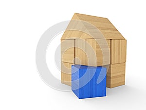 Wooden building block house