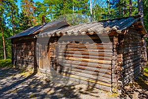 Wooden buildings at Seurasaari Open-Air Museum in Helsinki, Finl