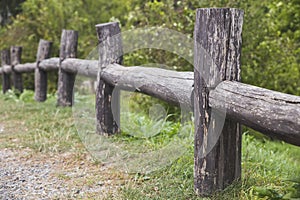 Wooden bump stop in the in the Carpathian region Ukraine